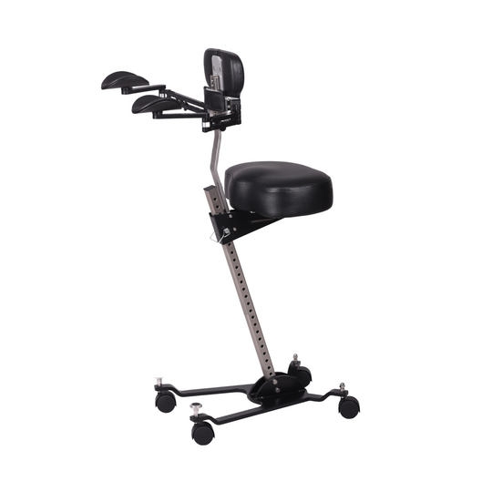 The Orbital Modular ergonomic chair with chest support, custom flat seat and armrests.