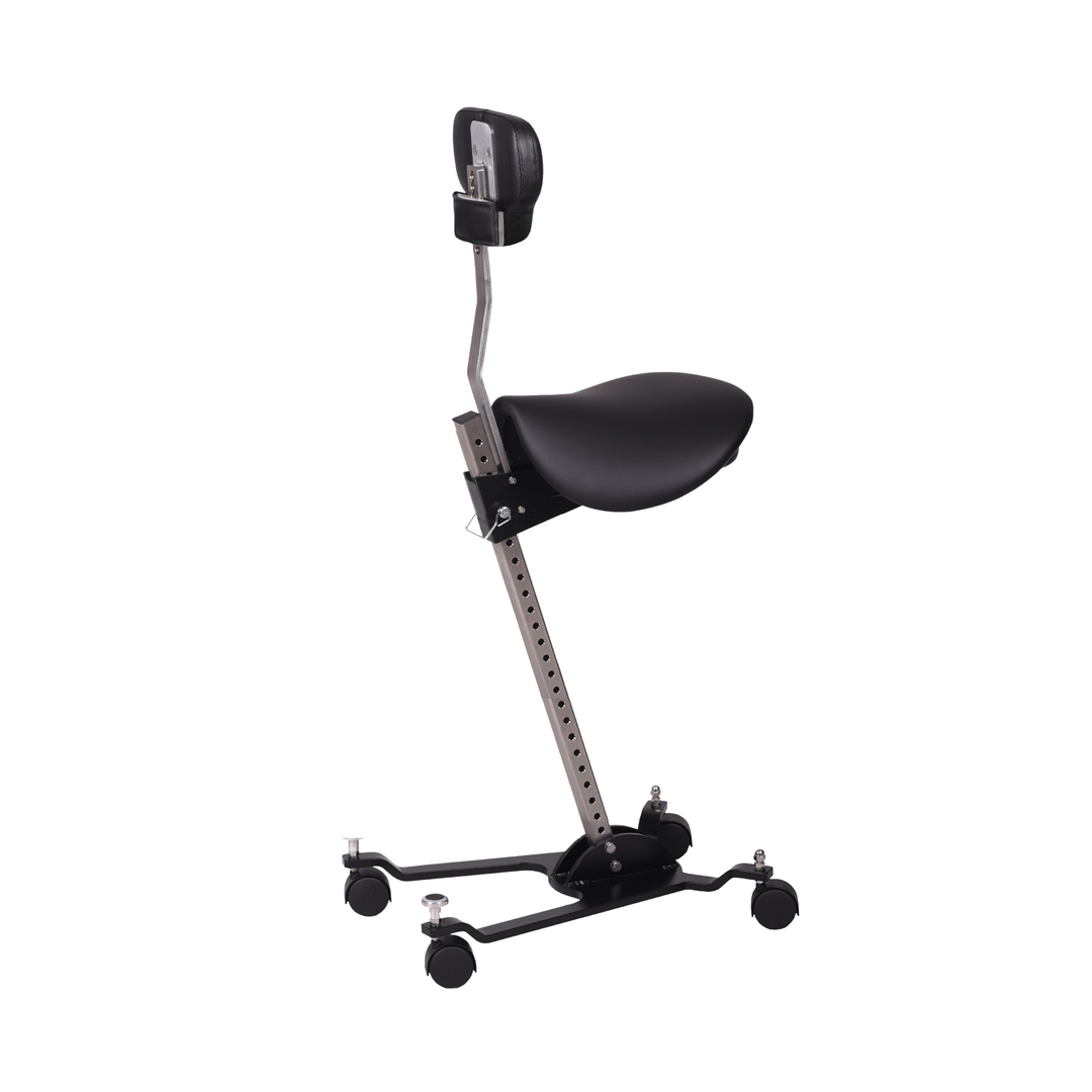 The Orbital Modular ergonomic chair optioned with chest support, saddle seat,