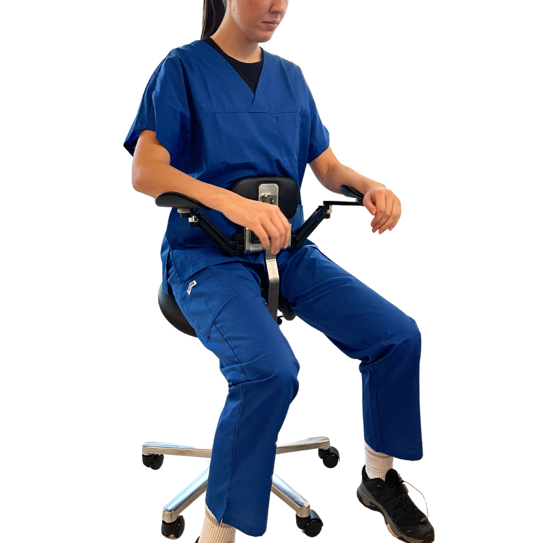 Ergonomic Stool for dentists, dental assistants, hygienists, surgeons, aestheticians, tattoo artists, beauty technicians, microsurgery, workplace, and other healthcare professionals.