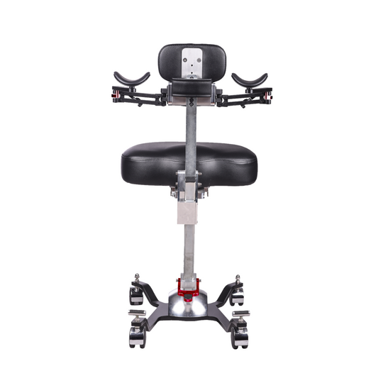 Orbital S ergonomic stool highlighting height adjustment. Ergonomic stool for surgeons, dentists, dental assistants, hygienists, aestheticians, tattoo artists, beauty technicians, microsurgery, workplace, and other healthcare professionals